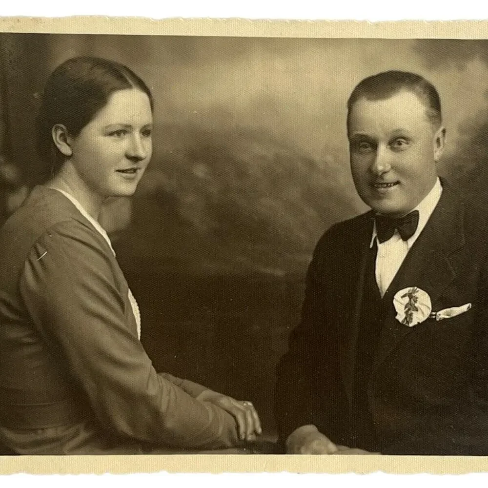 Antique Ephemera Early 1900s RPPC Postcard Handsome Important Couple Foreign SEE